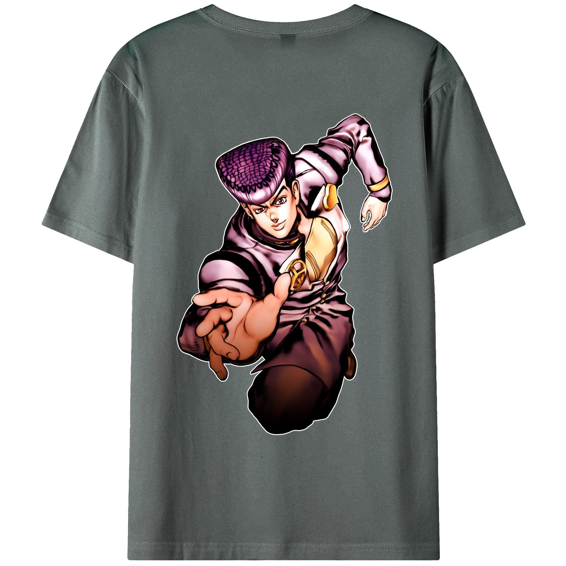 （画像用） ジョジョの奇妙な冒険 ひがしかた じょうすけ JoJo's Bizarre Adventure Higashikata Josuke 綿100％ メンズ半袖Tシャツ（バックプリント） 通気性